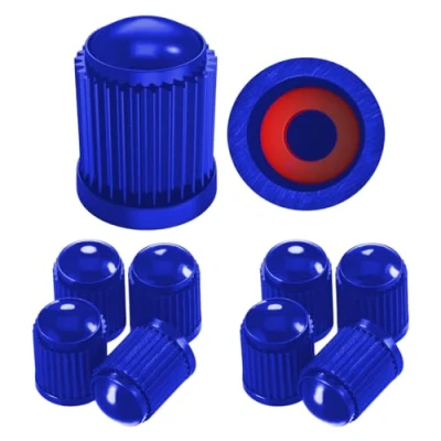 Abbildung von Pitlane Performance® Ventilkappen 10 Stück Ventildeckel Auto Reifen Ventilabdeckung Reifenventil Kappen Autoventil PKW, SUV, Motorrad, Fahrrad für alle Schrader Ventile (Blau)