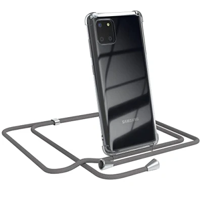 Abbildung von EAZY CASE Handykette kompatibel mit Samsung Galaxy Note 10 Lite Handyhülle Umhängeband, Handykordel Schutzhülle, Silikonhülle, Hülle Band, Stylische Kette für Smartphone, Anthrazit