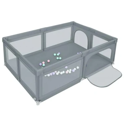 Abbildung von Baby Laufgitter baby, Kinderzaun mit Anti Kollision Schaum Absperrgitter atmungsaktivem Netz, Kinder Sicherheitsspielplatz, 205 * 147 66 cm dunkelgrau