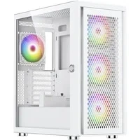 Abbildung von Silentware Air 100 White Midi Tower PC Gehäuse, Große Metall Mesh Front, gehärtetes Glas Seitenfenster, 4X 120mm A RGB Hydro Lager Lüfter, GPU bis 383mm, Abnehmbarer Deckel, ATX Netzteil, Weiß