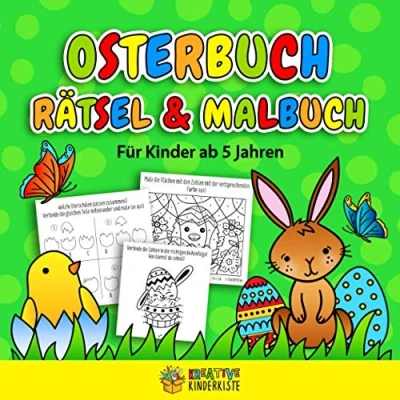 Abbildung von Osterbuch Rätsel &amp; Malbuch Für Kinder Ab 5 Jahren: Mit Und Ausmalbilder