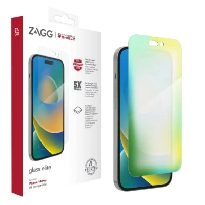 Abbildung von ZAGG InvisibleShield Glass Elite Displayschutzfolie für iPhone 14 Pro, stoßfest, wischfest, kratzfest, antimikrobiell, (transparent)