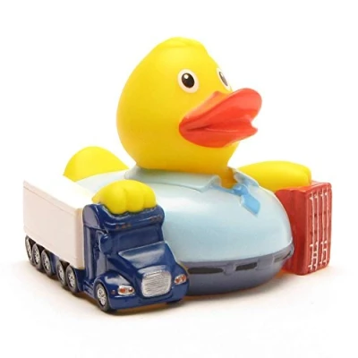Abbildung von Duckshop I Badeente Spediteur Quietscheentchen Quietscheente L: 8 cm inkl. Badeenten Schlüsselanhänger im Set