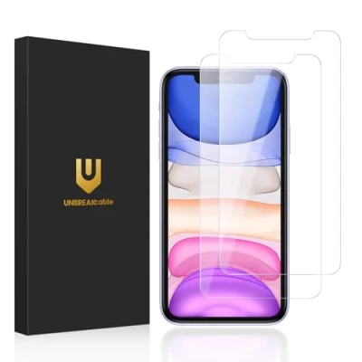 Abbildung von UNBREAKcable Bruchsichere Displayschutzfolie aus gehärtetem Glas für iPhone 11/iPhone XR [2er Pack] [Einfacher Installationsrahmen] [9H Härte] [99,99% HD klar] [blasenfrei] Apple 6,1 Zoll
