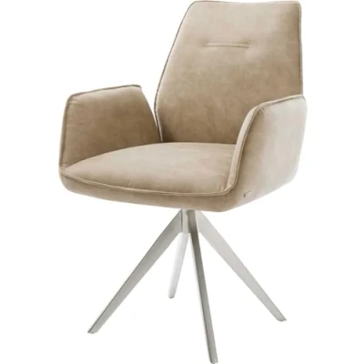 Abbildung von Drehstuhl Zoa Flex Beige Vintage Kreuzgestell kantig Edelstahl 180 drehbar
