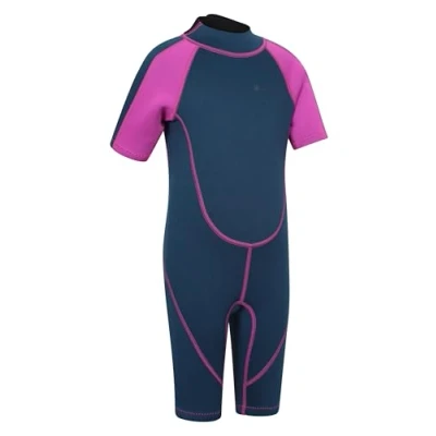 Abbildung von Mountain Warehouse Shorty Neoprenanzug Junior für Kinder 2,5 mm, Schwimmanzug Jungen und Mädchen, Flatlock Nähte, Wetsuit, Verstellbarer Hals, zum Surfen Rosa 9 10 Jahre