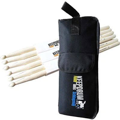 Abbildung von keepdrum 5A American Hickory Drumsticks 3 Paar + KD SB 01 Stickbag Tasche ++++