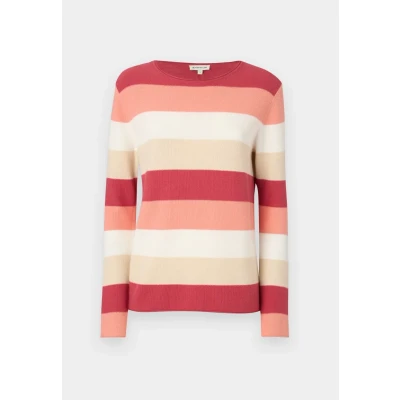 Abbildung von TOM Tailor Structured Striped Strickpullover, Damen, Größe: XS, Red/apricot
