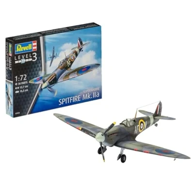 Abbildung von Revell 80 3953 Modellbausatz Flugzeug 1:72 Spitfire Mk.IIa im Maßstab 1:72, Level 3, originalgetreue Nachbildung mit vielen Details, 03953, 10 Jahre to 99