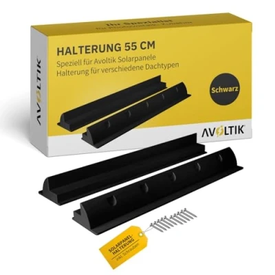Abbildung von Avoltik Solarpanel Halterung spoiler geeignet für Wohnmobil, Boot, Flachdach, Wohnwagen I wetterbeständig aus ABS Kunststoff in schwarz 55cm Solarpanelhalterung Solar inkl. Schrauben