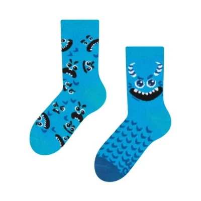 Abbildung von Dedoles Socken Unisex Damen Herren &amp; Kinder Baumwolle viele lustige Designs 1 Paar Geschenk links rechts verschieden, Farbe Blau, Motiv Monsterchen, Gr. 39 42