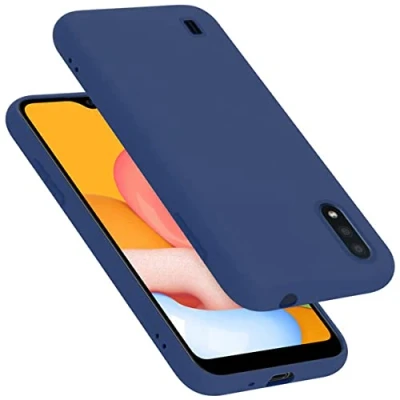 Abbildung von Cadorabo Hülle kompatibel mit Samsung Galaxy A01 Silikon Handyhülle für Case aus flüssigem kratzfeste und stoßfeste dünne TPU Schutzhülle LIQUID BLAU