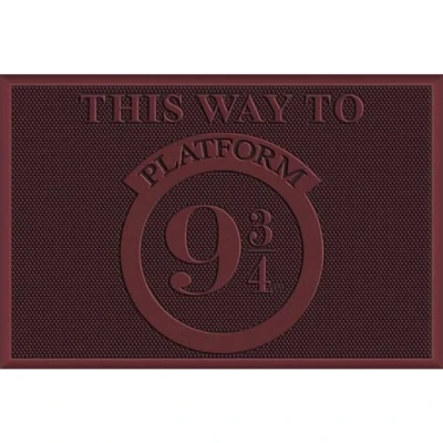 Abbildung von Harry Potter Fußmatte (Plattform 9 und ¾ Design) 40 cm x 60 Gummimatte, Geschenke für Frauen Männer Offizielles Merchandise Produkt