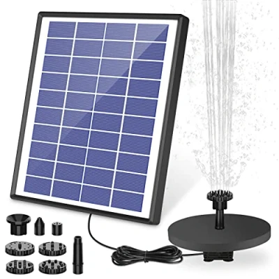 Abbildung von AISITIN Springbrunnen mit 6.5W Solar Panel Eingebaute1500 mAh Batterie Teichpumpe Wasserpumpe Schwimmender Fontäne Pumpe 6 Fontänenstile für Garten,Wasserspiele,Vogel Bad,Teich