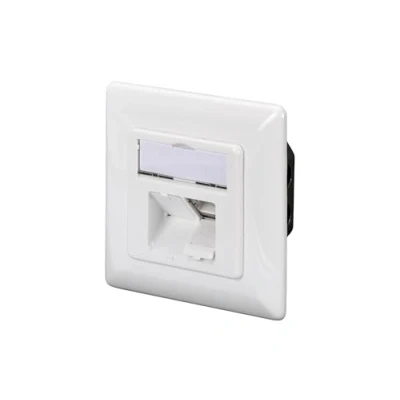 Abbildung von DIGITUS Anschlussdose Cat 6A 2 Port RJ45 Unterputz Netzwerk Dose Zuführung Horizontal Designfähig Reinweiß
