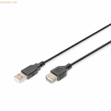 Abbildung von DIGITUS USB 2.0 Verlängerungskabel 3.0 m A (St) zu (Bu) 480 Mbit/s Kompatibel Schwarz