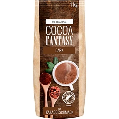 Abbildung von Cocoa Fantasy Dark, Dunkle Trinkschokolade, 1kg Kakao Pulver für heiße Schokolade, 30% Kakaoanteil
