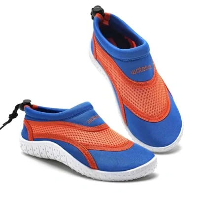Abbildung von Wasserschuhe Kinder Jungen Mädchen Badeschuhe Kleinkind Schwimmschuhe Strandschuhe Aquaschuhe(Blau Orange,Größe 31)