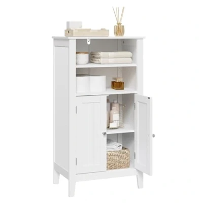 Abbildung von EUGAD Badschrank Badzimmerschrank Küchenschrank Beistellschrank Kommode in Schlafzimmer Flur aus MDF mit verstellbare Regalebene Weiß 92.5x30x50cm