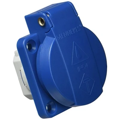 Abbildung von Mennekes 101700021 Schukostecker Einbaudose 16 A / 230 V, Schutzart IP 54, Blau
