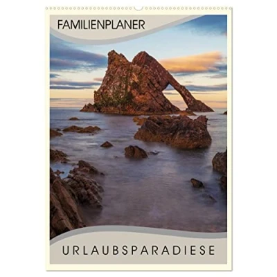 Abbildung von Urlaubsparadiese Familienplaner (Wandkalender 2025 DIN A2 hoch), CALVENDO Monatskalender