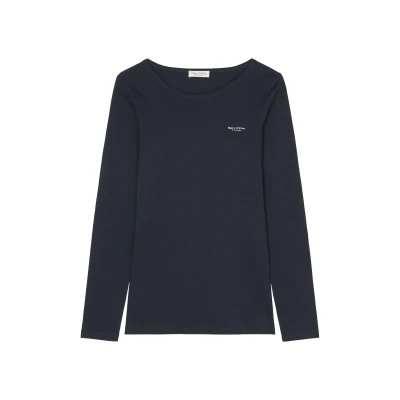 Abbildung von Marc O&#039;Polo LONG Sleeve Round NECK Solid Langarmshirt, Damen, Größe: Medium, Manic midnight