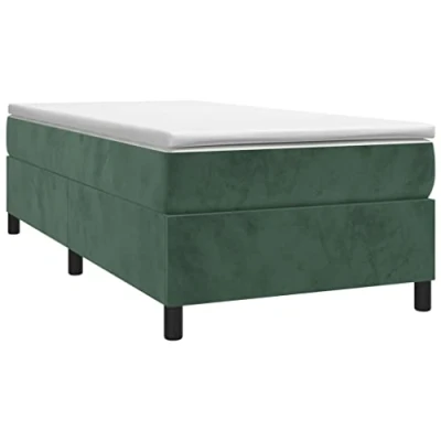 Abbildung von vidaXL Bettgestell, Polsterbett Bett für Schlafzimmer, Bettrahmen mit Lattenrost Stützbeinen, Schlafzimmerbett Einzelbett, Dunkelgrün 80x200cm Samt