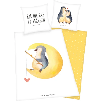 Abbildung von Wendebettwäsche &quot;Mr. &amp; Mrs. Panda&quot;, mit Schriftzug