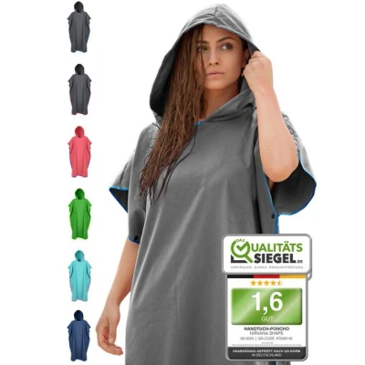 Abbildung von Nirvanashape Poncho FÜR Umziehhilfe Zugleich Strandaccessoire Grau blau rand, Größe: One Size, rand