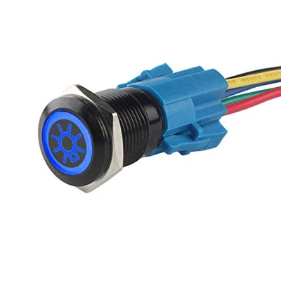 Abbildung von ETOPARS Schwarze Schale 19mm KFZ Kippschalter Wippschalter Druckschalter Schalter Drucktaster 12V Blau Licht Metall Scheinwerfer Steckdose Stecker