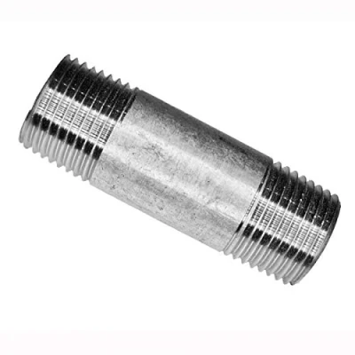 Abbildung von Rohrdoppelnippel 3/4 Zoll x 40 mm Fitting aus Stahlrohr verzinkt mit konischem Aussengewinde Formteil Nr.530 für Sanitär, Heizung sowie Installation