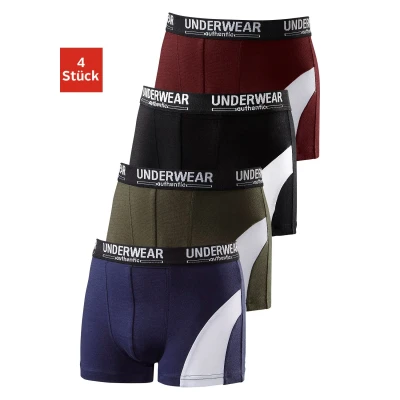 Abbildung von AUTHENTIC UNDERWEAR Boxer, (Packung, 4 St.), für Jungen, cooler Look durch weißen Einsatz