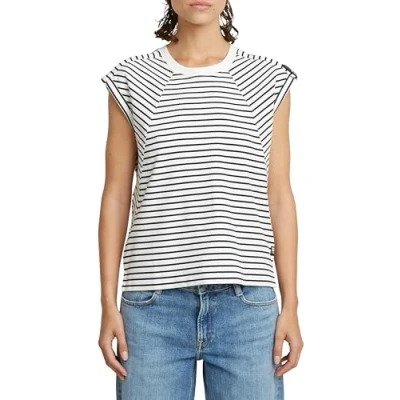 Abbildung von G STAR SEAM Detail stripe Loose Tshirt print, Damen, Größe: Medium, Lt chalk osaka blue