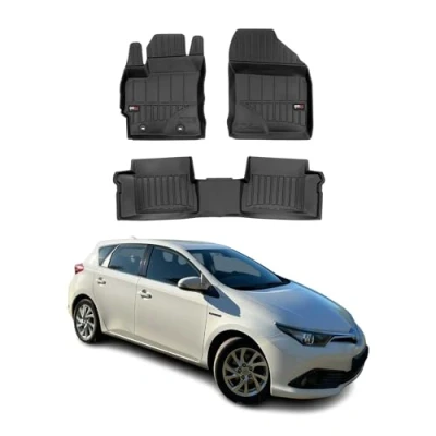Abbildung von Fußmatten Gummimatten kompatibel mit Toyota Auris II Hybrid 2012 2018 OMAC Premium 3D Schwarz TPE Gummi
