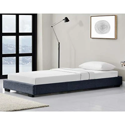 Abbildung von Corium Polsterbett, »Masari« Bett mit Lattenrost 90x200cm Leinen Dunkelgrau