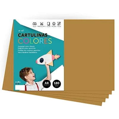 Abbildung von Farbkarton, A4 intensive Farben, 180 g, für Bastelarbeiten, Drucken Sie Ihre Dokumente und kreativen Designs, Farbblätter, m office (100 Blatt, Hellbraun)