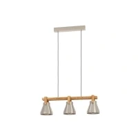 Abbildung von Eglo 43952 Hängeleuchte CAWTON Stahl, Holz stahlfarben, braun rustikal E27 3X40W L:76cm B:16cm H:110cm dimmbar