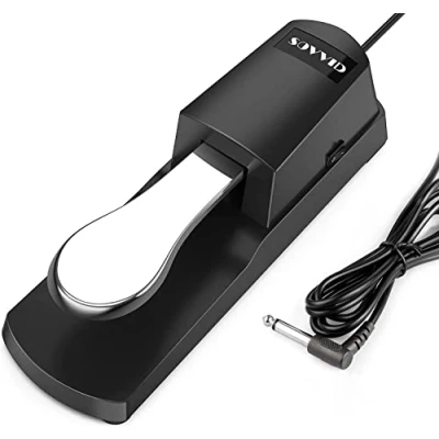 Abbildung von Sustain Pedal für Keyboard Sovvid Piano Fußpedal mit Polaritätsschalter elektronische Keyboards aller Marken, MIDI Keyboards, Digitalpianos, Yamaha, Casio, Roland, und mehr