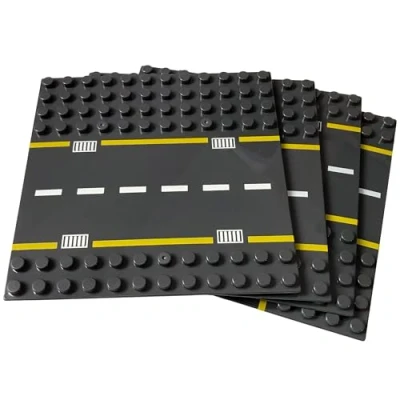 Abbildung von Apostrophe Games Bausteingrundplatten für größere Blöcke, kompatibel mit den großen Marken (4er Pack Straßen) ab 3 Jahren