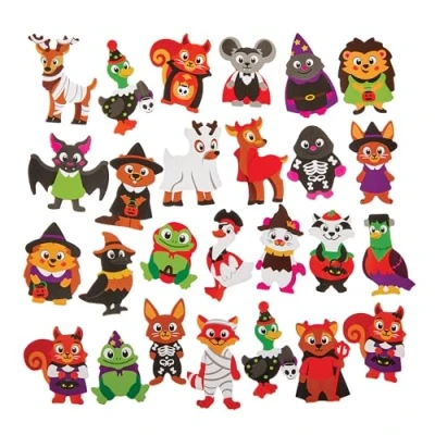 Abbildung von Baker Ross FN287 Halloween Waldtiere Schaumstoffaufkleber Packung mit 150 Aufklebern, Aufkleber für Kinder
