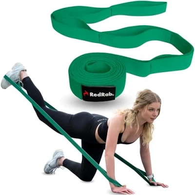 Abbildung von RED RAB Fitnessbänder Stoff Gymnastikband mit Schlaufen 245 cm lang Resistance Bands &amp; Widerstandsbänder Krafttraining Fitnessband, Band, Widerstandsband Fitness, Gummiband Sport