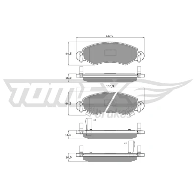 Abbildung von TOMEX brakes TX 12 96 Bremsbelagsatz Vorderachse mit akustischer Verschleißwarnung