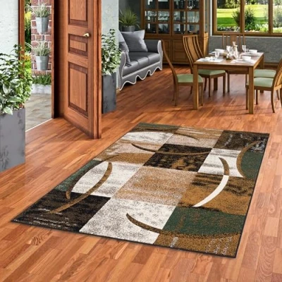 Abbildung von Pergamon Designer Teppich Modern Wohnzimmer Schlafzimmer Esszimmer Kurzflor Brilliant Beige Grün Trend