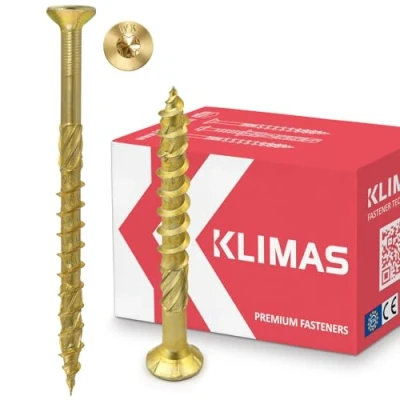 Abbildung von KLIMAS Holzschrauben Torx Spanplattenschrauben Gelb Senkkopfschrauben Terrassenschrauben Universalschrauben Dachkonstruktion Schrauben Set 5x40 mm 500 Stück