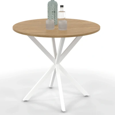 Abbildung von IDMarket Esstisch, rund, Alix, 2 4 Personen, Spinnenfuß, Holz und Weiß, 80 cm