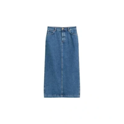 Abbildung von Marc O&#039;Polo Skirt HIGH Waist Regular FIT SLIT AT BACK Jeansrock, Damen, Größe: 31, Deep mid blue wash