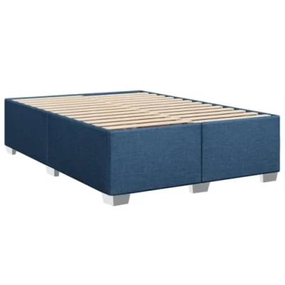 Abbildung von vidaXL Bettgestell, Bett mit Bettfüße Lattenrost, Polsterbett für Schlafzimmer, Doppelbett Bettrahmen, Modern, Blau 140x200cm Stoff
