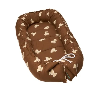 Abbildung von molis&amp;co Babynest 100% Baumwolle (Oeko TEX) Babynestchen Neugeborene Ideal als Reisebett, Kuschelnest Geeignet &amp; Cradle Reducer 90 x 50 cm Teddy Mocca