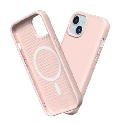 Abbildung von RhinoShield Case kompatibel mit [iPhone 15] SolidSuit MagSafe Stoßdämpfende &amp; schlanke Schutzhülle Premium Finish 3.5 Meter Fallschutz Samtrosa