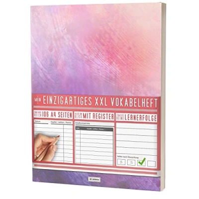Abbildung von Mein Einzigartiges XXL Vokabelheft: 100+ Seiten, 2 Spalten, Register / Lernerfolge auf jeder Seite zum Abhaken PR101 &quot;Lila Textur&quot; DIN A4 Softcover